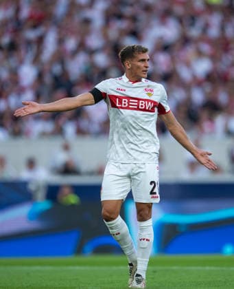 Grischa Proemel of VfB Stuttgart is angry during UEFA Champions League - Matchday 1 season 26 27 game between Stuttgart and Viking (Ruslan Taran Ball Raw Images) Stuttgart MHP Arena Germany Copyright: xRuslanxTaranx RUS_STUTT-VIKING-0102