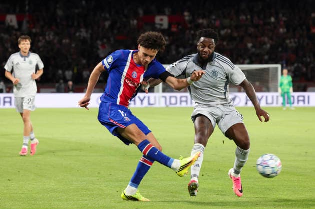 FOOTBALL : Paris Saint Germain Vs SK Slovan Bratislava - Ligue des Champions - 09 09 2026 Maghnes Akliouche (Paris Saint Germain) Vs Sandro Cruz (SK Slovan Bratislava) ParisFrance  Copyright: xMichaelxBaucherx