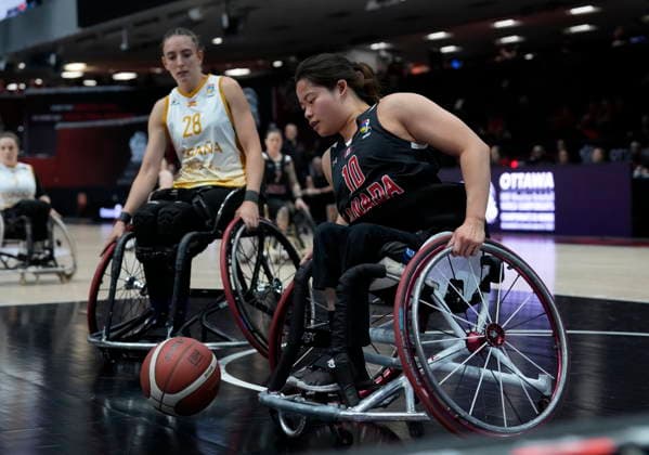 September 9, 2026, Ottawa, On, Canada: Canada s Puisand Lai (10) and Spain s Naiara Rodriguez (28) chase a loose ball during second half IWBF Wheelchair Basketball World Championships group stage action in Ottawa, Wednesday Sept. 9, 2026. Canada News - September 9, 2026  - ZUMAc35_ 20260909_zaf_c35_086 Copyright: xAdrianxWyldx