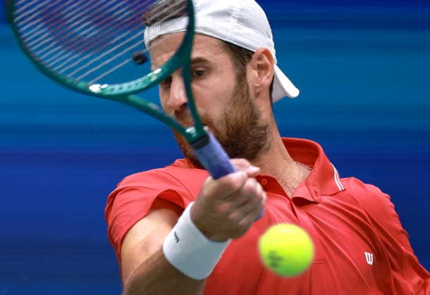 US Open tennis tournament - Day 11 Karen Khachanov in action against Alexander Blockx of Belgium during their men s singles quarter-final match at the US Open Tennis Championships at the USTA Billie Jean King National Tennis Center in Flushing Meadows, New York, USA, 09 September 2026. The 2026 US Open runs from 23 August to 13 September. FLUSHING MEADOWS NEW YORK United States  Copyright: xCRISTOBALxHERRERA-ULASHKEVICHx