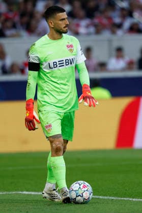 v.l.n.r.: Torwart Fabian Bredlow (VfB Stuttgart), im UEFA-Champions-League-Spiel zwischen dem VfB Stuttgart und Viking FK in der MHP Arena, Stuttgart, Deutschland, am 9. September 2026.d in action during the UEFA Champions League match between VfB Stuttgart and Viking FK at the MHP Arena, Stuttgart, Germany, on September 9, 2026. Copyright: HMBxMedia xHeikoxBecker