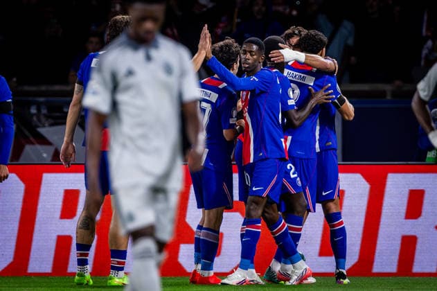 PARIS - SLOVAN BRATISLAVA Ousmane Dembele of PSG celebrates a goal with his teammates during the matchday 1 of League phase round of UEFA Champions league football match between Paris Saint Germain and SK Slovan Bratislava at Parc des Princes. Paris, France, September 09, 2026. Copyright: xx 080A4166