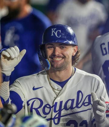 SEP 9, 2026: Kansas City Royals catcher Carter Jensen (22) celebrates in the dugout after hitting a home run against the Diamondbacks at Kauffman Stadium Kansas City, MO. CSM Kansas City United States - ZUMAc04_ 20260909_zma_c04_137 Copyright: xRomanxPunox