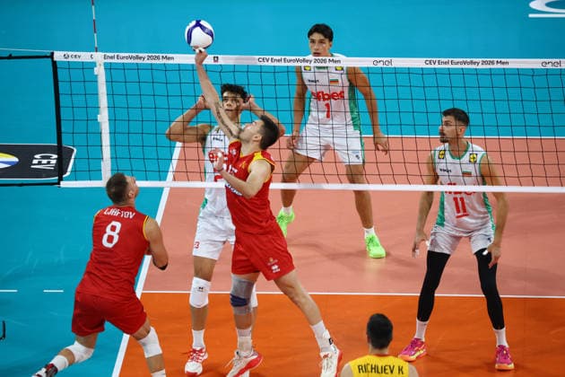 Men s European Volleyball Championship A match between Bulgaria and North Macedonia during the Men s European Volleyball Championship in Sofia, Bulgaria, on September 9, 2026. Sofia Bulgaria  Copyright: xSTRx originalFilename:str-menseuro260909_npglm.jpg