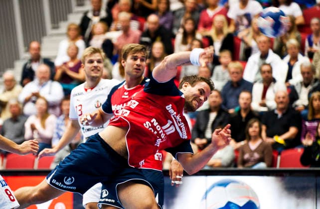 Flensburgs Thomas Mogonsen under Champions League matchen mellan Drott och Flensburg den 25 september 2013 i Halmstad Halmstad Sverige Copyright: xAvdoxBilkanovicx