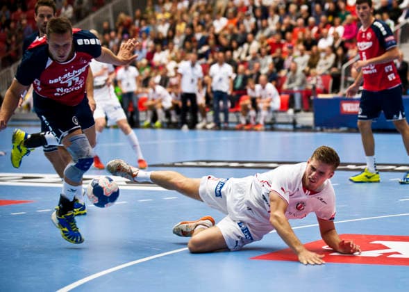 Drotts Albin Stenberg under Champions League matchen mellan Drott och Flensburg den 25 september 2013 i Halmstad Halmstad Sverige Copyright: xAvdoxBilkanovicx