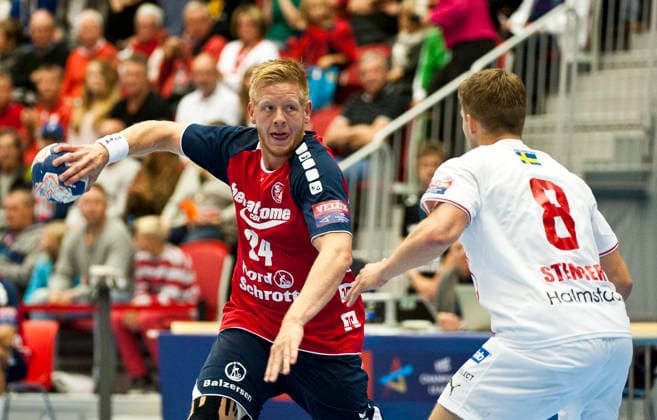 Flensburgs Jim Gottfridsson under Champions League matchen mellan Drott och Flensburg den 25 september 2013 i Halmstad Halmstad Sverige Copyright: xAvdoxBilkanovicx