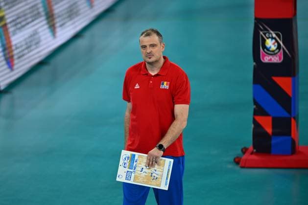 CEV EuroVolley 2026, Romania - Latvia, 09 September 2026 Sergiu Stancu Romania head coach reacts during the CEV EuroVolley 2026 game between Romania and Latvia, in Cluj Napoca, Romania, 9 September 2026. Copyright: xAlexxNicodimx