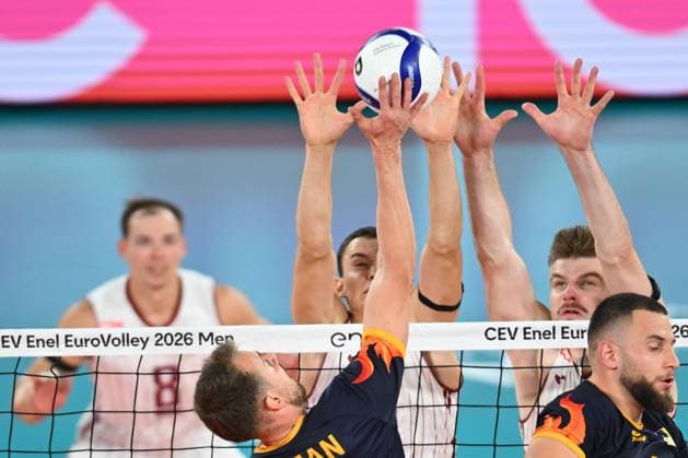 CEV EuroVolley 2026, Romania - Latvia, 09 September 2026 Rares Balean plays during the CEV EuroVolley 2026 game between Romania and Latvia, in Cluj Napoca, Romania, 9 September 2026. Copyright: xAlexxNicodimx