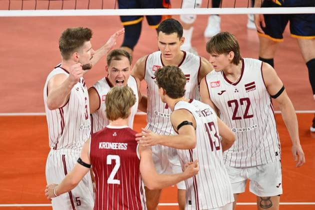 CEV EuroVolley 2026, Romania - Latvia, 09 September 2026 kRISTAPS sMITS plays during the CEV EuroVolley 2026 game between Romania and Latvia, in Cluj Napoca, Romania, 9 September 2026. Copyright: xAlexxNicodimx