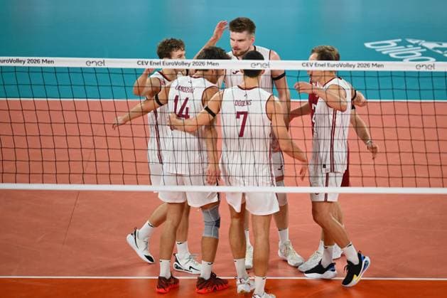CEV EuroVolley 2026, Romania - Latvia, 09 September 2026 Janis Medenis plays during the CEV EuroVolley 2026 game between Romania and Latvia, in Cluj Napoca, Romania, 9 September 2026. Copyright: xAlexxNicodimx