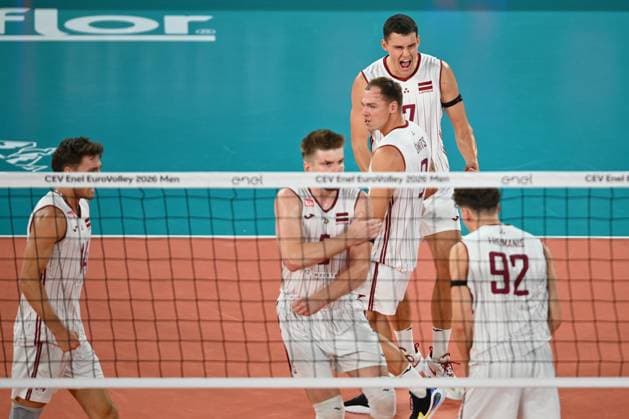 CEV EuroVolley 2026, Romania - Latvia, 09 September 2026 Eduards Dudens plays during the CEV EuroVolley 2026 game between Romania and Latvia, in Cluj Napoca, Romania, 9 September 2026. Copyright: xAlexxNicodimx