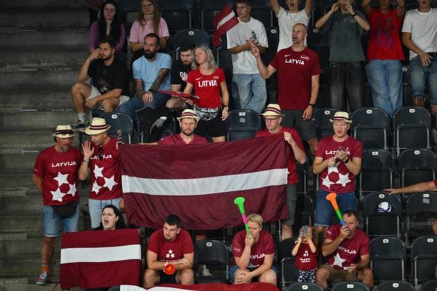 CEV EuroVolley 2026, Romania - Latvia, 09 September 2026 Latvia FANS REACT during the CEV EuroVolley 2026 game between Romania and Latvia, in Cluj Napoca, Romania, 9 September 2026. Copyright: xAlexxNicodimx