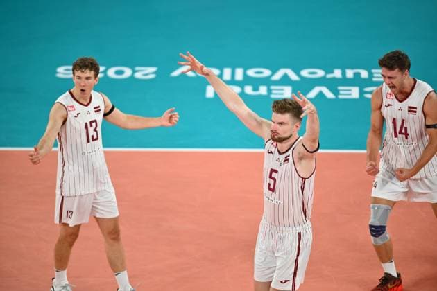 CEV EuroVolley 2026, Romania - Latvia, 09 September 2026 jANIS mEDENIS plays during the CEV EuroVolley 2026 game between Romania and Latvia, in Cluj Napoca, Romania, 9 September 2026. Copyright: xAlexxNicodimx