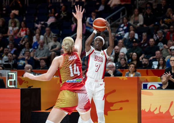 USA V Hungary: Quarter-Finals - FIBA Women s Basketball World Cup Germany 2026 Kahleah Copper plays during the FIBA Women s Basketball World Cup 2026 quarter-finals match between the United States and Hungary in Berlin, Germany, on September 10, 2026. Berlin Germany  Copyright: xMarcinxGolbax originalFilename:golba-usavhung260910_npiDt.jpg