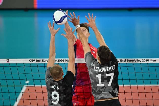 CEV EuroVolley 2026, France - Switzerland , 10 September 2026 Theo Faure plays during the CEV EuroVolley 2026 game between France and Switzerland, in Cluj Napoca, Romania, 10 September 2026. Copyright: xAlexxNicodimx