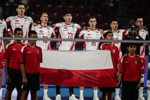 IPA88358992 - Team Poland during the national anthem before the CEV Enel Eurovolley 2026 pool phase match between Poland and Portugal - Arena 8888 in Sofia, Bulgaria, on September 10, 2026  Copyright: xIvanxSxIvanov IPAxSportx xx IPA88358992