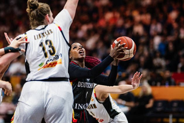 FIBA Women™s Basketball World Cup 2026: Belgien vs. Deutschland, 10.09.2026 Alexis Peterson (Deutschland, 1); Basketball, FIBA Women™s Basketball World Cup 2026, Final Phase, Viertelfinale: Belgien vs. Deutschland am 10.09.2026 in der Uber Arena, Berlin Copyright: xBEAUTIFULxSPORTS Tonhäuserx