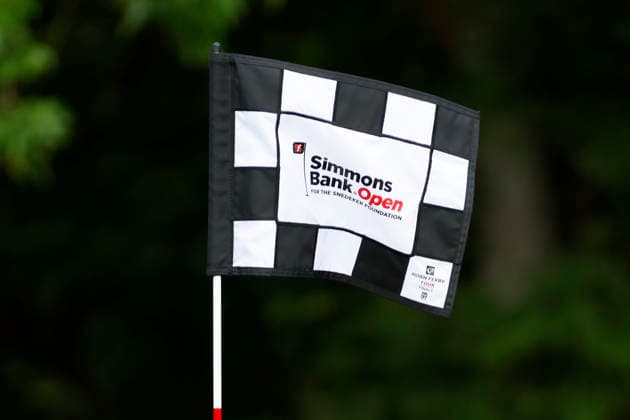 FRANKLIN, TN - SEPTEMBER 10: A hole flag waves on the No. 17 green during the opening round of the Simmons Bank Open for the Snedeker Foundation, September 10, 2026, at Vanderbilt Legends Club in Franklin, Tennessee. (Photo by Matthew Maxey Icon Sportswire) GOLF: SEP 10 Korn Ferry Tour Simmons Bank Open EDITORIAL USE ONLY Icon260910001