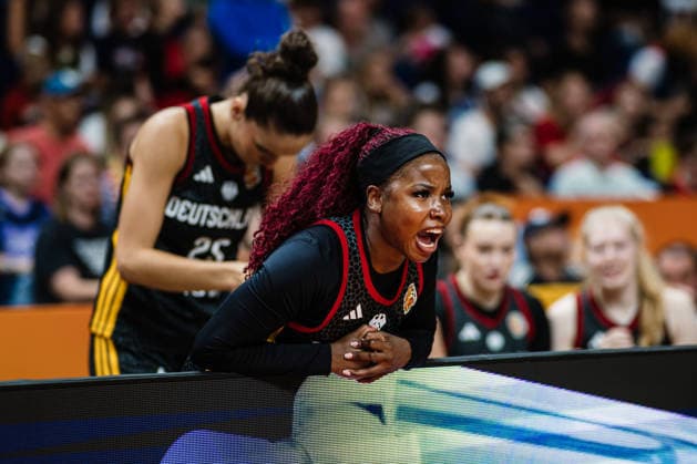 FIBA Women™s Basketball World Cup 2026: Belgien vs. Deutschland, 10.09.2026 Alexis Peterson (Deutschland, 1) schreit, ruft; Basketball, FIBA Women™s Basketball World Cup 2026, Final Phase, Viertelfinale: Belgien vs. Deutschland am 10.09.2026 in der Uber Arena, Berlin Copyright: xBEAUTIFULxSPORTS Tonhäuserx