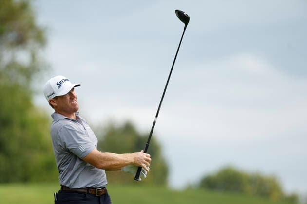 FRANKLIN, TN - SEPTEMBER 10: Robby Shelton watches his tee shot on No. 18 during the opening round of the Simmons Bank Open for the Snedeker Foundation, September 10, 2026, at Vanderbilt Legends Club in Franklin, Tennessee. (Photo by Matthew Maxey Icon Sportswire) GOLF: SEP 10 Korn Ferry Tour Simmons Bank Open EDITORIAL USE ONLY Icon260910022