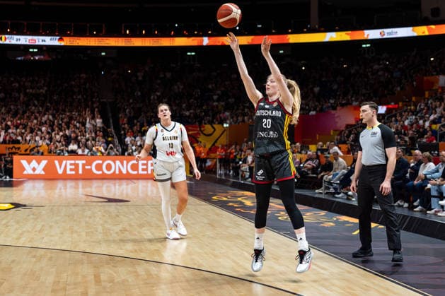 Frieda Buehner (Deutschland, 20) beim Wurf, GER, Belgien vs. Deutschland, Basketball, FIBA Women s World Cup 2026, Viertelfinale, 10.09.2026 GER, Belgien vs. Deutschland, Basketball, FIBA Women s World Cup 2026, Viertelfinale, 10.09.2026 Berlin Copyright: xEibner-Pressefoto MaxxVincenx EP_MVN