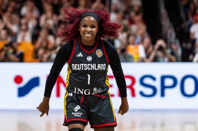 Alexis Peterson (Deutschland, 01) jubelt Jubel, GER, Belgien vs. Deutschland, Basketball, FIBA Women s World Cup 2026, Viertelfinale, 10.09.2026 GER, Belgien vs. Deutschland, Basketball, FIBA Women s World Cup 2026, Viertelfinale, 10.09.2026 Berlin Copyright: xEibner-Pressefoto MaxxVincenx EP_MVN