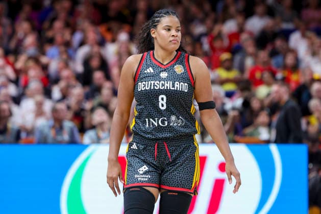 Nyara Sabally (Germany) looks dejected during the FIBA Women s Basketball World Cup Germany 2026 Quarter-Final match between Belgium and Germany at Berlin Arena on September 10, 2026 in Berlin, Germany. (Photo by Marco Steinbrenner DeFodi Images) -