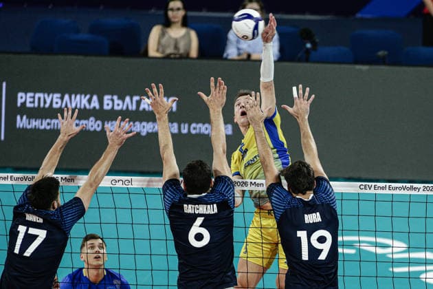IPA88363250 - Ukraine s Oleh Plotnystskyi in action during the CEV Enel Eurovolley 2026 pool phase match between Israel and Ukraine at Arena 8888 in Sofia, Bulgaria, on September 10, 2026  Copyright: xIvanxSxIvanov IPAxSportx xx IPA88363250