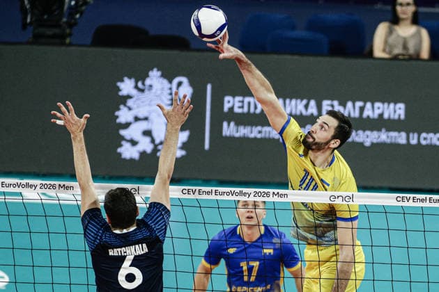 IPA88363252 - Ukraine s Yurii Semeniuk in action during the CEV Enel Eurovolley 2026 pool phase match between Israel and Ukraine at Arena 8888 in Sofia, Bulgaria, on September 10, 2026  Copyright: xIvanxSxIvanov IPAxSportx xx IPA88363252