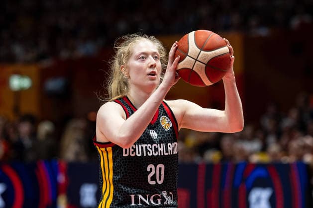 Frieda Buehner (Deutschland, 20) beim Freiwurf, Einzelbild, Einzelfoto, Portrait, Portraet, Freisteller, GER, Belgien vs. Deutschland, Basketball, FIBA Women s World Cup 2026, Viertelfinale, 10.09.2026 GER, Belgien vs. Deutschland, Basketball, FIBA Women s World Cup 2026, Viertelfinale, 10.09.2026 Berlin Copyright: xEibner-Pressefoto MaxxVincenx EP_MVN
