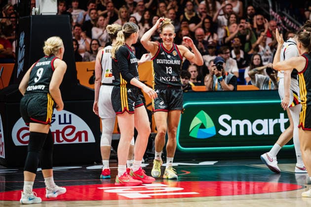 FIBA Women™s Basketball World Cup 2026: Belgien vs. Deutschland, 10.09.2026 Leonie Fiebich (Deutschland, 13) jubelt, JUBEL; Basketball, FIBA Women™s Basketball World Cup 2026, Final Phase, Viertelfinale: Belgien vs. Deutschland am 10.09.2026 in der Uber Arena, Berlin Copyright: xBEAUTIFULxSPORTS Tonhäuserx