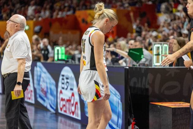 Belgium s Julie Vanloo looks dejected during a basketball game between Germany and Belgium national team, Nationalteam Belgian Cats, a quarter final game at the FIBA Women s Basketball World Cup, on Thursday 10 September 2026, in Berlin, Germany. The FIBA Women s Basketball World Cup takes place in Berlin from 4 to 13 September 2026. VIRGINIExLEFOUR  x185876387x