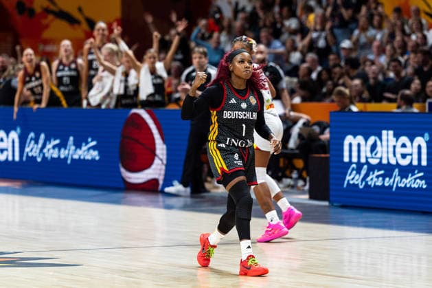 Alexis Peterson (Deutschland, 01) jubelt Jubel, GER, Belgien vs. Deutschland, Basketball, FIBA Women s World Cup 2026, Viertelfinale, 10.09.2026 GER, Belgien vs. Deutschland, Basketball, FIBA Women s World Cup 2026, Viertelfinale, 10.09.2026 Berlin Copyright: xEibner-Pressefoto MaxxVincenx EP_MVN