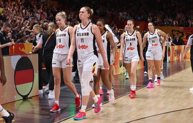 Belgische Frauen enttäuscht nach Spielende Enttäuschung Basketball FIBA World Cup Weltmeisterschaft Frauen WM Saison 2026 2027 10.09.2026 Belgien BEL vs DBB Deutschland GER