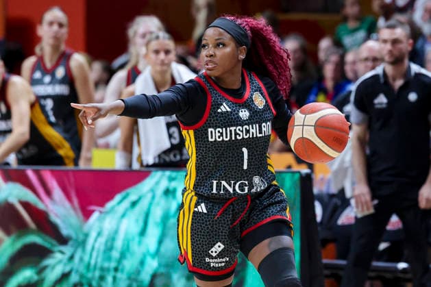 Alexis Peterson (Germany) controls the ball during the FIBA Women s Basketball World Cup Germany 2026 Quarter-Final match between Belgium and Germany at Berlin Arena on September 10, 2026 in Berlin, Germany. (Photo by Marco Steinbrenner DeFodi Images) -