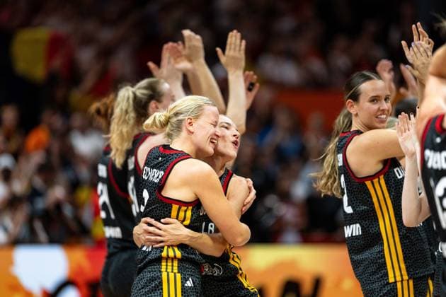 Alexandra Wilke (Deutschland, 03) und Britta Daub (Deutschland, 19) jubelt Jubel nach Sieg Spielende, GER, Belgien vs. Deutschland, Basketball, FIBA Women s World Cup 2026, Viertelfinale, 10.09.2026 GER, Belgien vs. Deutschland, Basketball, FIBA Women s World Cup 2026, Viertelfinale, 10.09.2026 Berlin Copyright: xEibner-Pressefoto MaxxVincenx EP_MVN
