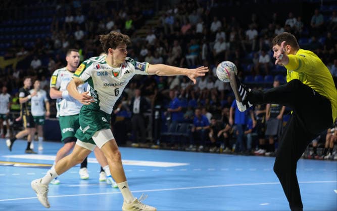 10.09.2026 Belgrad(Serbien) RK Partizan - Füchse Berlin, EHF Champions league Männer handball (L) Pratner Leo Füchse Berlin, (R) Cordalija Bekir Partizan : Slobodan Sandic