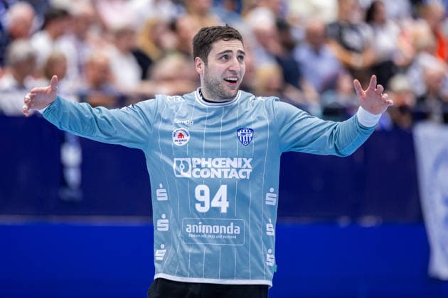Domenico Ebner (TBV Lemgo Lippe, 94) reagiert GER, TBV Lemgo Lippe vs. SG Flensburg-Handewitt, Handball, 1. Bundesliga, 4. Spieltag, Spielzeit 2026 2027, 10.09.2026 GER, TBV Lemgo Lippe vs. SG Flensburg-Handewitt, Handball, 1. Bundesliga, 4. Spieltag, Spielzeit 2026 2027, 10.09.2026 Lemgo Copyright: xEibner-Pressefoto JanxRollingerx EP_JSK