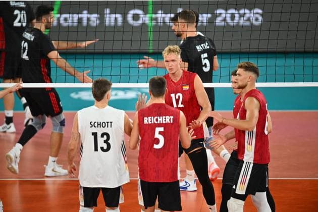 CEV EuroVolley 2026, Turkiye vs Germany , 10 September 2026 Anton Brehme of Germany plays during the anthem during the CEV EuroVolley 2026 game between Turkiye and Germany, in Cluj Napoca, Romania, 10 September 2026. Copyright: xAlexxNicodimx