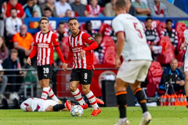 EINDHOVEN - PSV Eindhoven defender Sergino Dest during the UEFA Champions League match between PSV and Shakhtar Donetsk at Philips Stadion on 10 September 2026 in Eindhoven, Nederland. (Photo by DeFodi Images) -