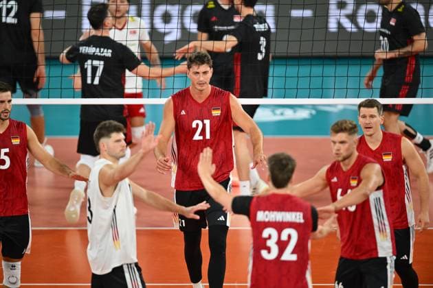 CEV EuroVolley 2026, Turkiye vs Germany , 10 September 2026 Tobias Krick of Germany reacts during the anthem during the CEV EuroVolley 2026 game between Turkiye and Germany, in Cluj Napoca, Romania, 10 September 2026. Copyright: xAlexxNicodimx