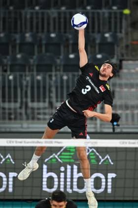 Turkiye v Germany - CEV EuroVolley 2026 Men ???????CLUJ-NAPOCA, ROMANIA - SEPTEMBER 10: Ahmet Tumer of Turkiye plays during the anthem during the CEV EuroVolley 2026 game between Turkiye and Germany, in Cluj Napoca, Romania on September 10, 2026. Alex Nicodim Anadolu ???????cluj-napoca Romania. Editorial use only. Please get in touch for any other usage.  Copyright: x2026xAnadoluxAlexxNicodimx