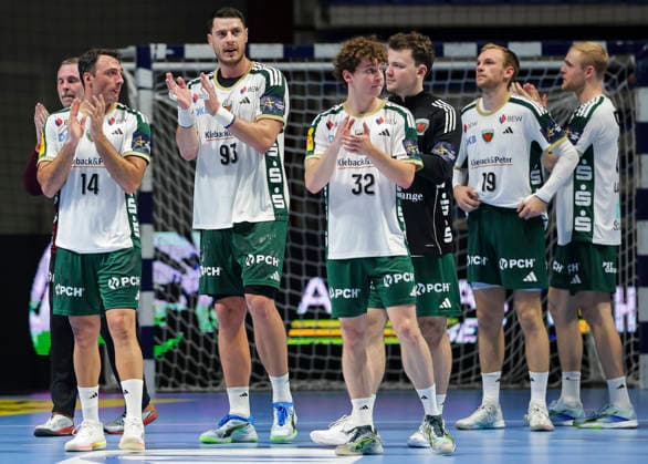Partizan v Fuchse Berlin - EHF Champions League Players of Fuchse Berlin celebrate after winning the EHF Champions League Season 2026 2027 Group Phase match between RK Partizan v Fuchse Berlin at Aleksandar Nikolic Hall on September 10, 2026 in Belgrade, Serbia. Belgrade Serbia Copyright: xSrdjanxStevanovicx x