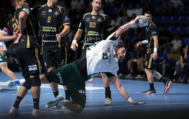 10.09.2026 Belgrad(Serbien) RK Partizan - Füchse Berlin, EHF Champions league Männer handball (L) Marsenic Mijajlo in aktion Füchse Berlin : Slobodan Sandic