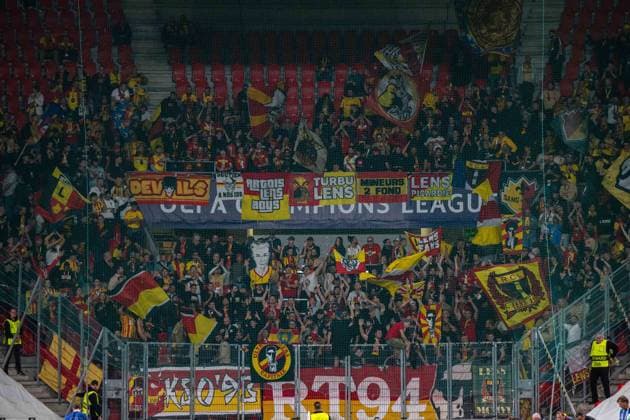 RC Lens fans during UEFA Champions league match, SK Slavia Praha - RC Lens , 10 september 2026, Fortuna Arena, Praha, Czech republic Copyright: xMICHALxFAJT,ZOSPORTU.SKx MAR_1605