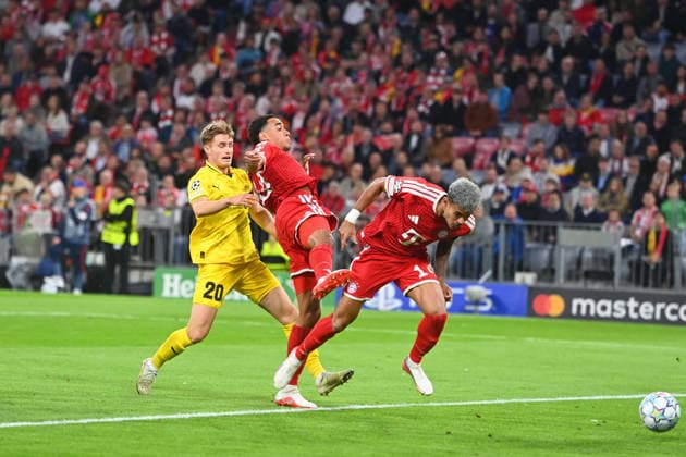 Jamal MUSIALA (Bayern Muenchen) und Luis DIAZ (Bayern Muenchen) Torchance,Aktion, Strafraumszene. Fussball Champions League,Saison 2026 27, Ligaphase FC Bayern Muenchen -Bodoe Glimt am 10.09.2026. Â