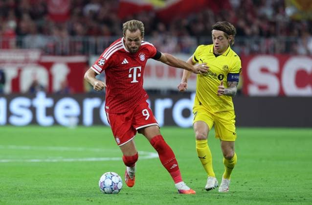 10.09.2026, GER, Fussball, Herren, UEFA Champions League, Ligaphase, Saison 2026 2027, 1. Spieltag, FC Bayern München vs. FK Bodoe Glimt Harry Kane (FC Bayern Muenchen 09) im Laufduell mit Patrick Berg (FK Bodo Glimt 07) München Allianz Arena Bayern Deutschland Copyright: xNordphoto Schneiderx