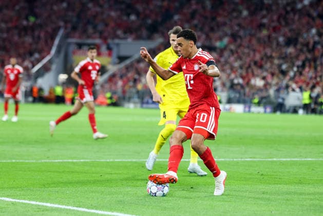 Jamal Musiala (FC Bayern Muenchen, 10) mit Odin Bjoertuft (FK Bodo Glimt, 04), GER, FC Bayern Muenchen vs. FK Bodo Glimt, Fussball, UEFA Champions League, Liga-Phase, 1. Spieltag, Saison 2026 2027, 10.09.2026, GER, FC Bayern Muenchen vs. FK Bodo Glimt, Fussball, UEFA Champions League, Liga-Phase, 1. Spieltag, Saison 2026 2027, 10.09.2026 Muenchen Copyright: xEibner-Pressefoto JennixMaulx EP_JML
