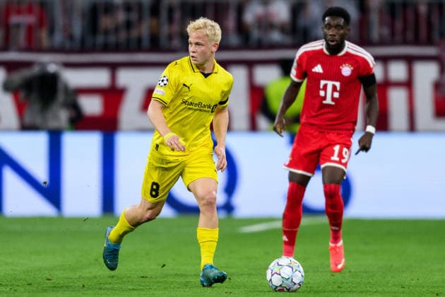 260910 Sondre Auklend of Bodo Glimt during the UEFA Champions League football match between Bayern München and Bodo Glimt on September 10, 2026 in Munich. Photo: Marius Simensen BILDBYRAN COP 238 MM0073 bbeng football fotball fotboll soccer uefa champions league mesterligaen bodo glimt bayern münchen Copyright: MARIUSxSIMENSEN BB260910BB604